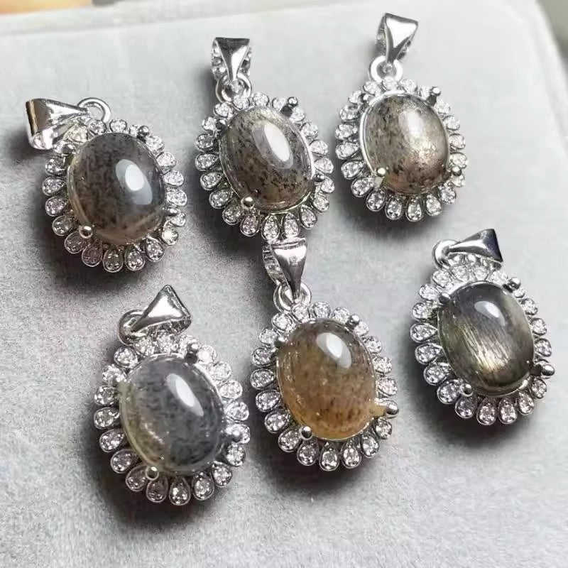 Lot Pendentifs - Pierre de Soleil Noire x4