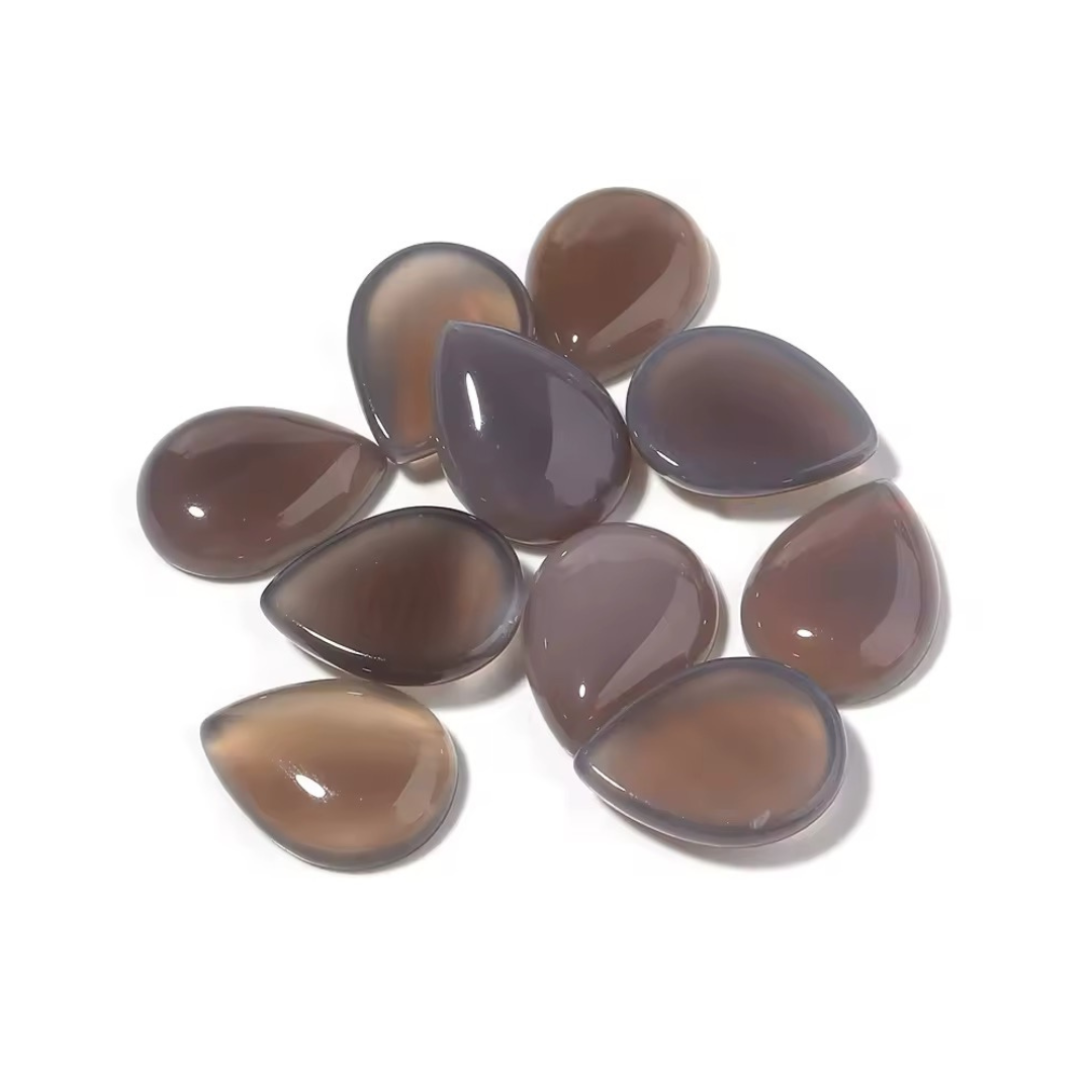 Lot Cabochons Gouttes - Agate Grise x5