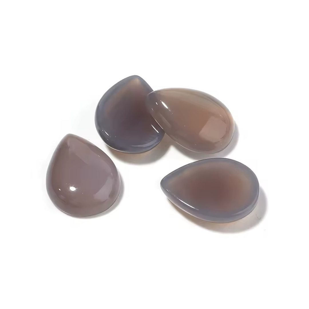 Lot Cabochons Gouttes - Agate Grise x5