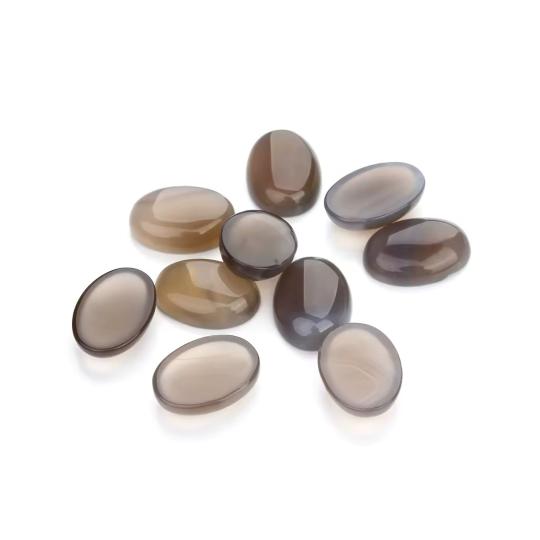 Lot Cabochons Ovales - Agate Grise x5