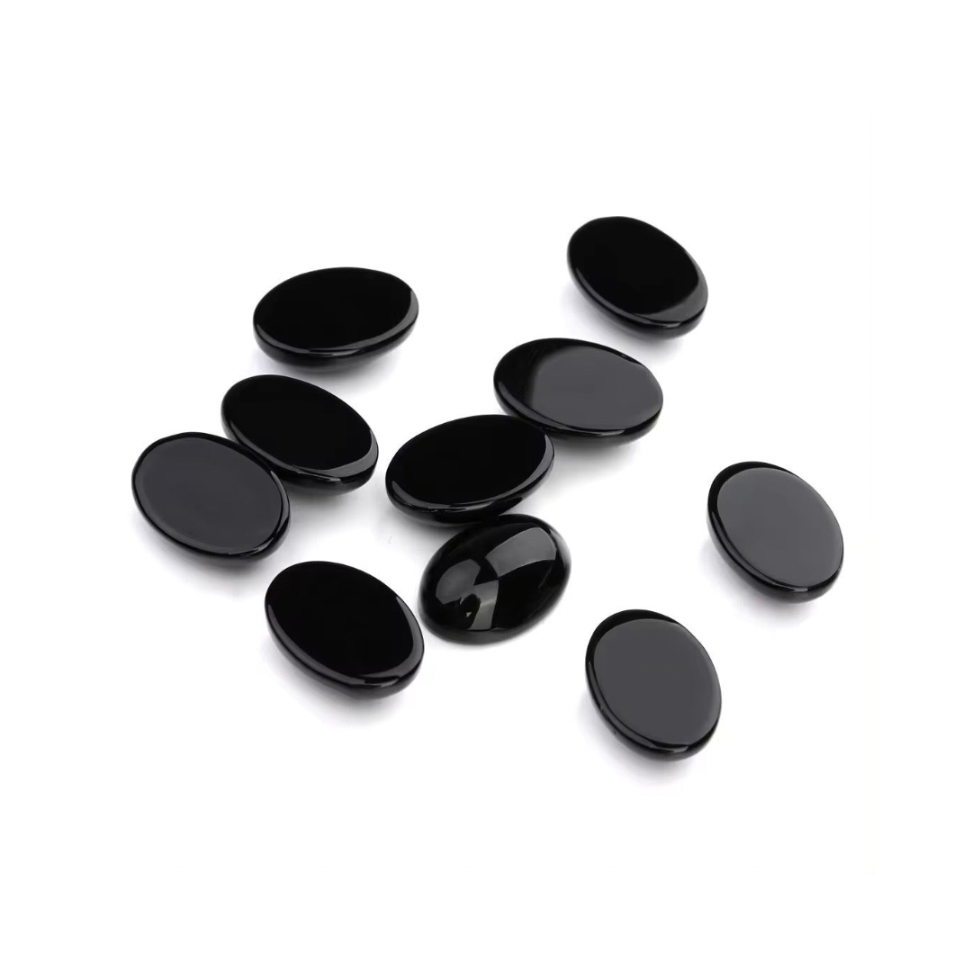 Lot Cabochons Ovales - Onyx Noire x5