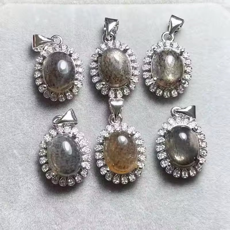 Lot Pendentifs • Pierre de Soleil noire x4