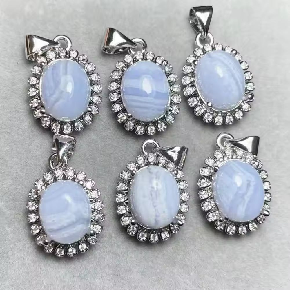 Lot Pendentifs • Agate Blue Lace x4