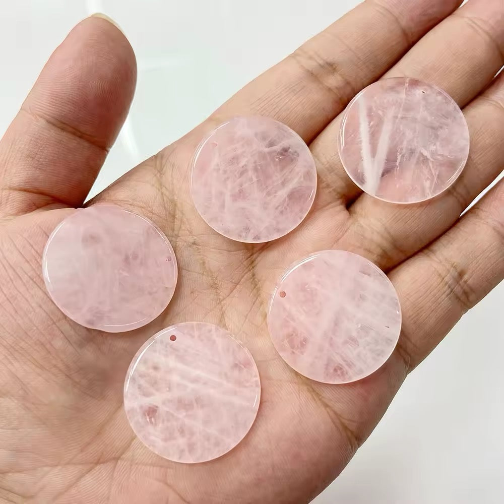 Lot Cabochons Ronds • Quartz Rose x2