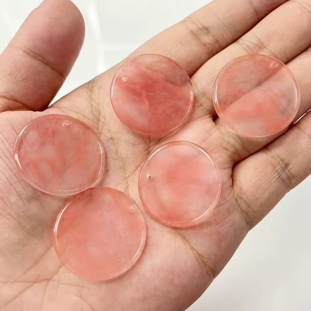 Lot Cabochons Ronds • Quartz Fraise x2