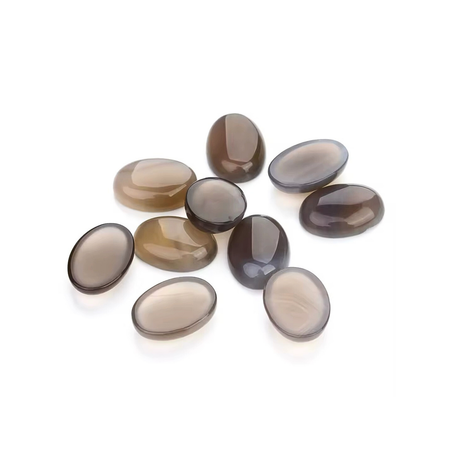 Lot Cabochons Ovales • Agate Grise x5