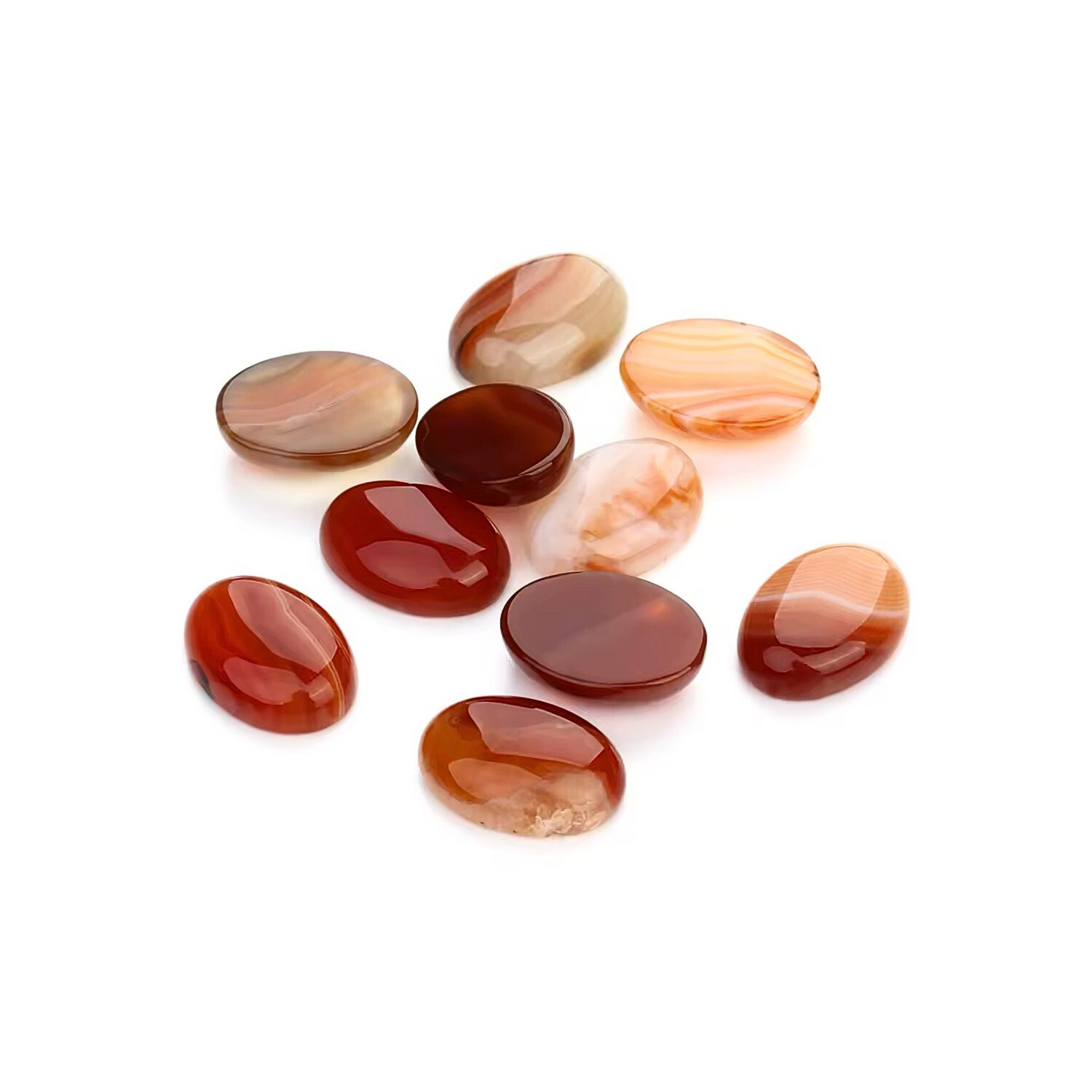 Lot Cabochons Ovales • Agate Orange x5