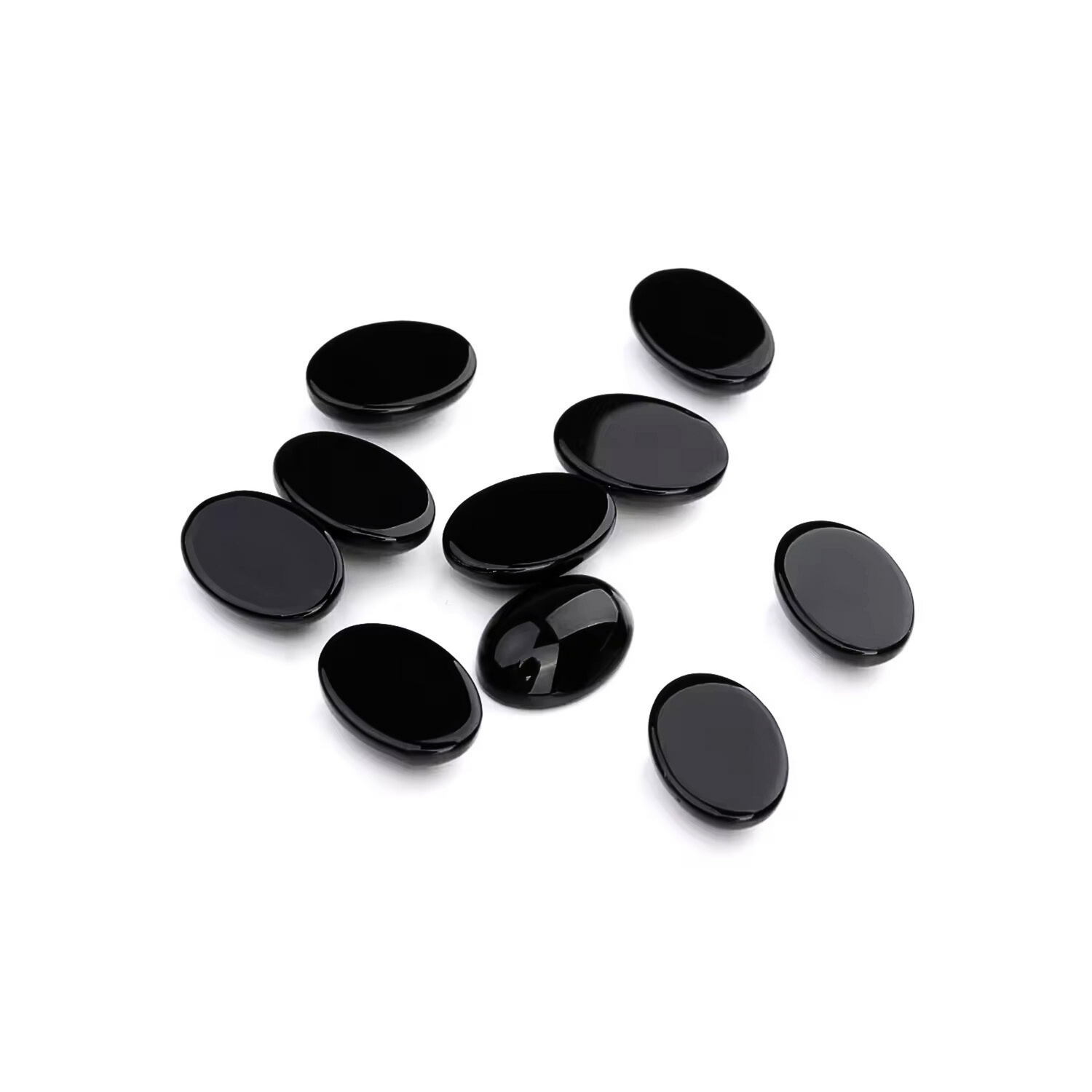 Lot Cabochons Ovales • Obsidienne Noire x5