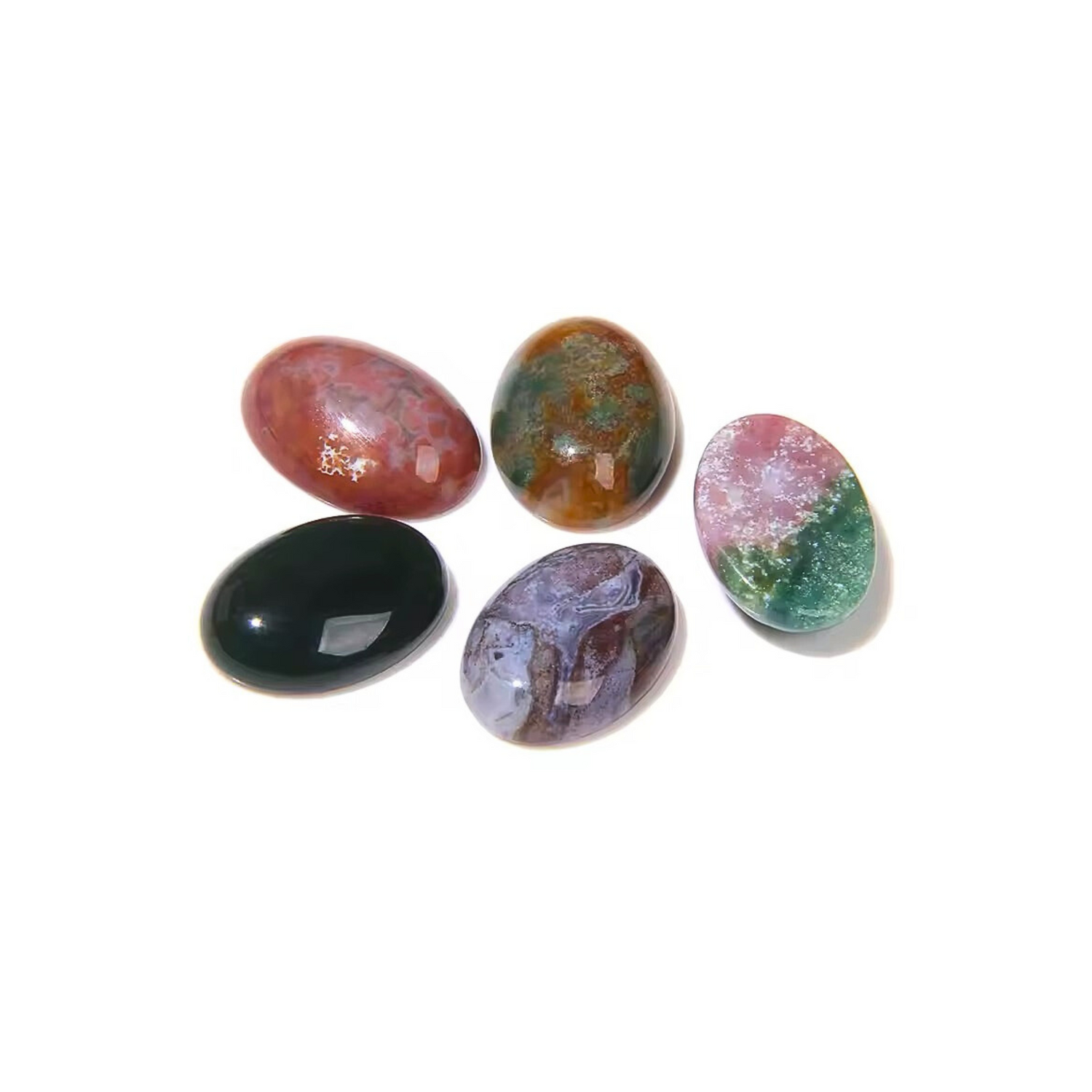 Lot Cabochons Ovales • Agate Indienne x5