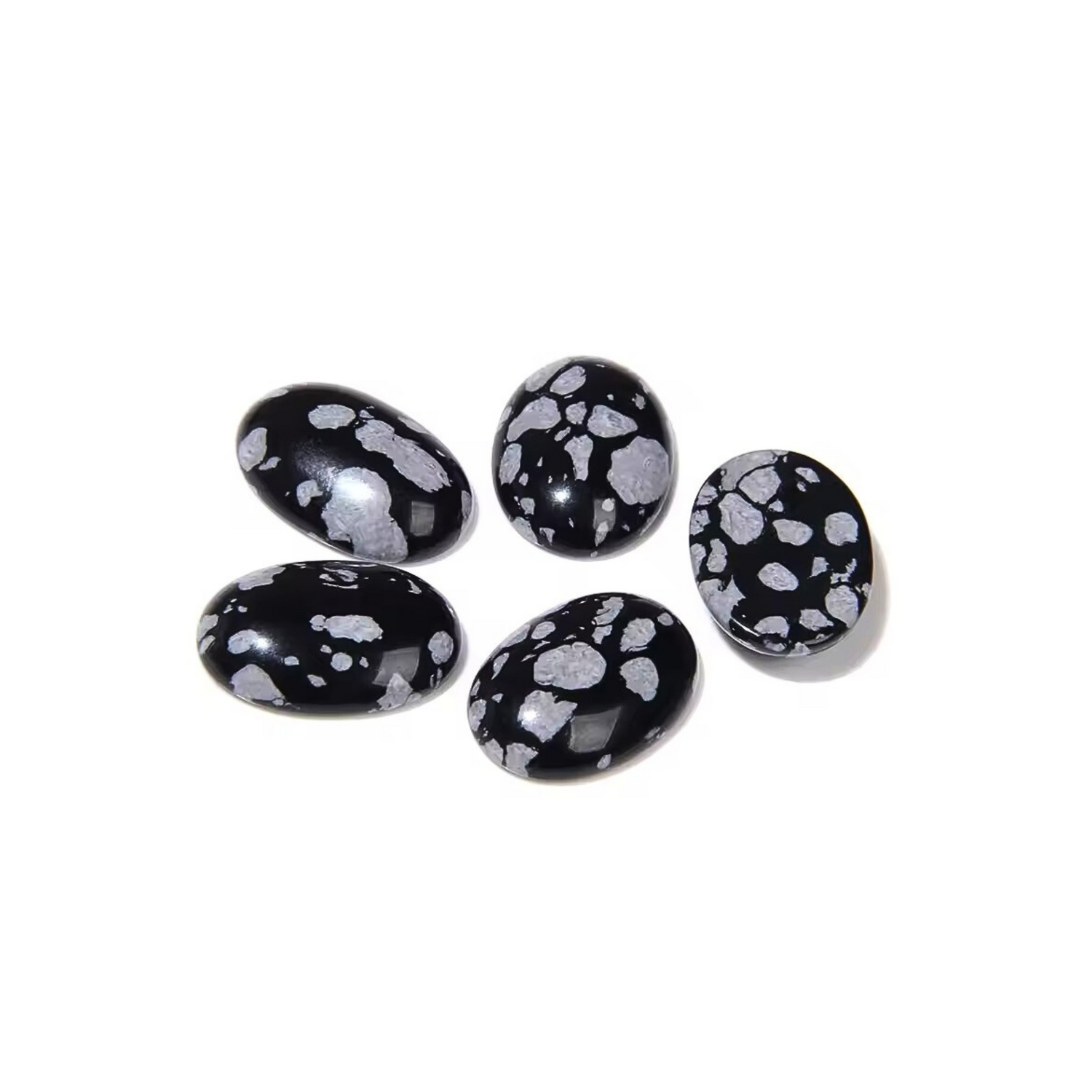 Lot Cabochons Ovales • Obsidienne Mouchetée x5