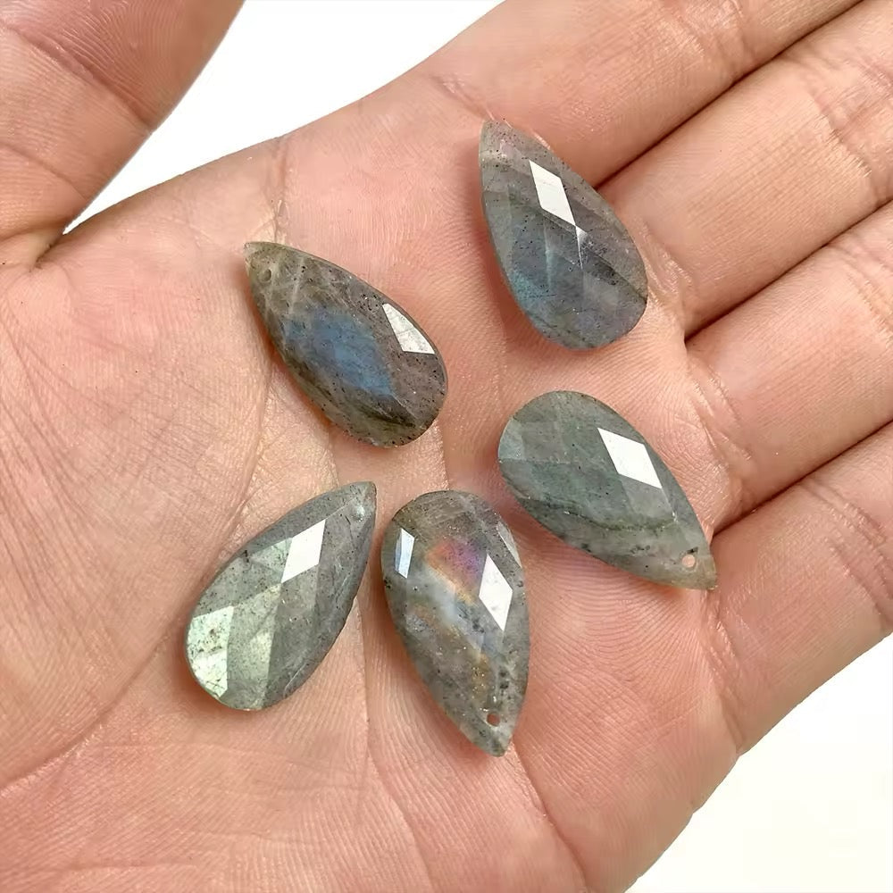 Lot Cabochons Gouttes Facettés • Labradorite x2