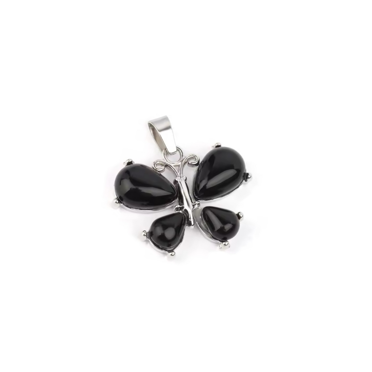 Pendentif Papillon • Obsidienne Noire